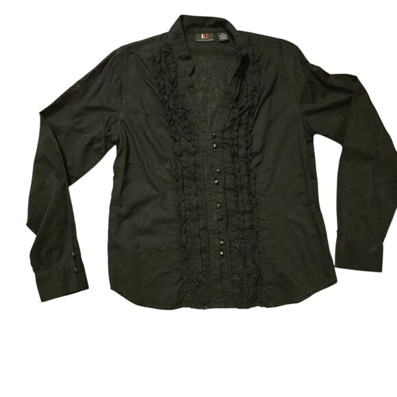 ALC At Last Classics M Lightweight Ruffled Black Top Ruffled Fairy Grunge - Picture 8 of 9